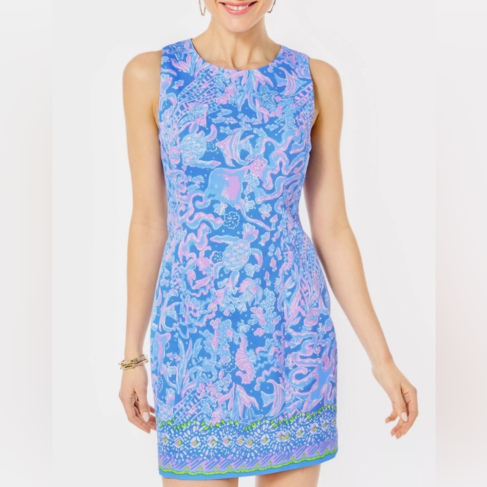 Lilly Pulitzer MILA STRETCH SHIFT DRESS Boca Blue Sea What I Sea